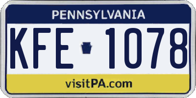 PA license plate KFE1078