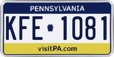 PA license plate KFE1081