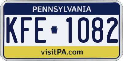 PA license plate KFE1082