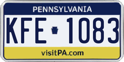 PA license plate KFE1083