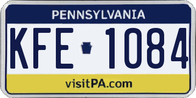 PA license plate KFE1084