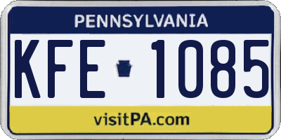 PA license plate KFE1085