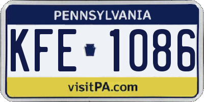 PA license plate KFE1086