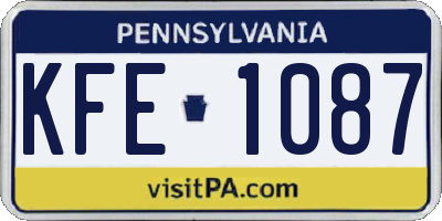 PA license plate KFE1087