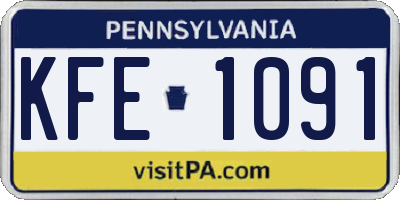 PA license plate KFE1091