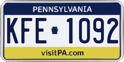 PA license plate KFE1092