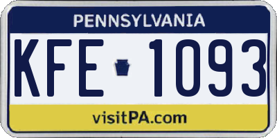 PA license plate KFE1093