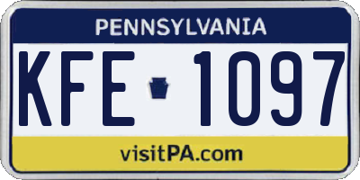 PA license plate KFE1097