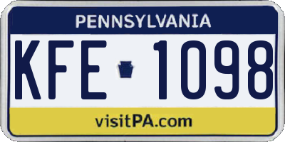 PA license plate KFE1098