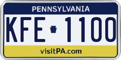PA license plate KFE1100