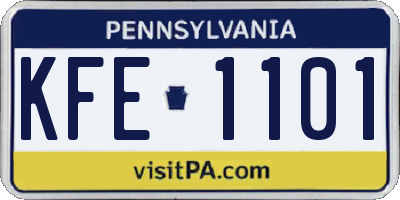 PA license plate KFE1101