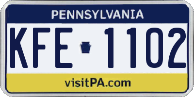 PA license plate KFE1102
