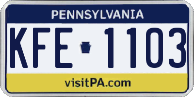PA license plate KFE1103