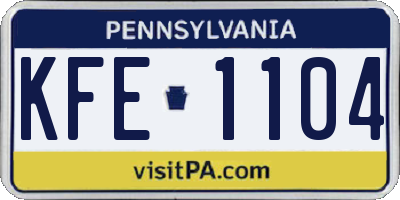 PA license plate KFE1104
