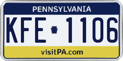 PA license plate KFE1106