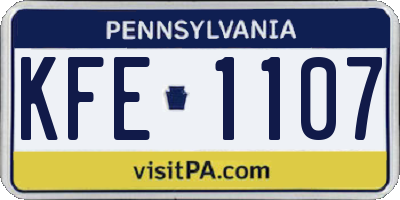 PA license plate KFE1107