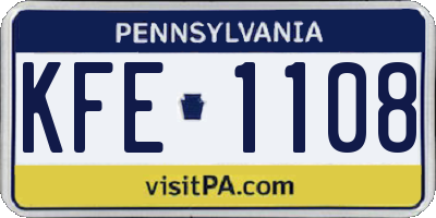 PA license plate KFE1108