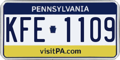 PA license plate KFE1109