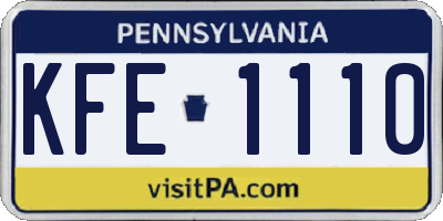 PA license plate KFE1110