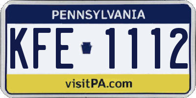 PA license plate KFE1112