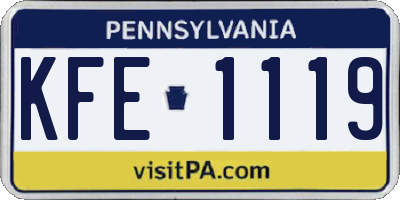 PA license plate KFE1119