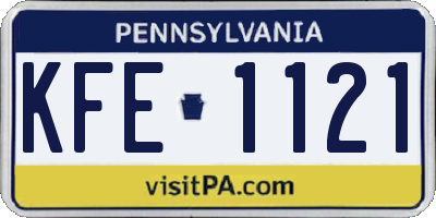 PA license plate KFE1121