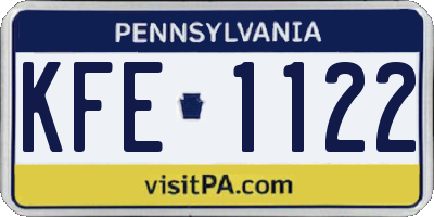 PA license plate KFE1122