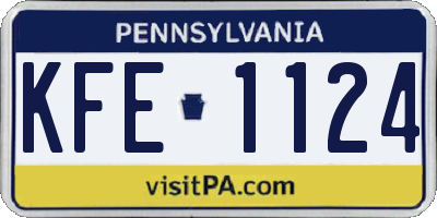 PA license plate KFE1124