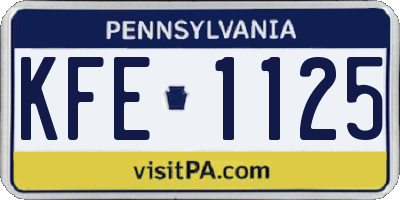 PA license plate KFE1125