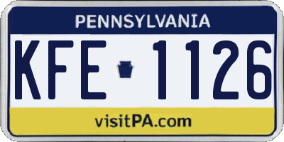 PA license plate KFE1126