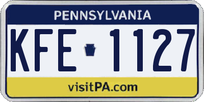 PA license plate KFE1127