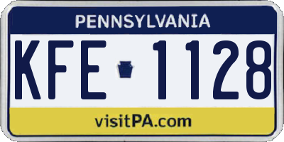PA license plate KFE1128