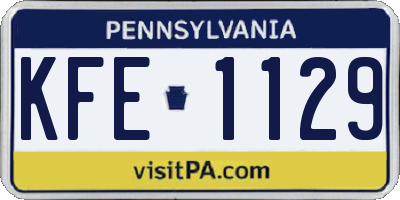 PA license plate KFE1129