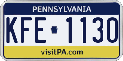 PA license plate KFE1130