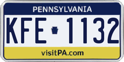 PA license plate KFE1132