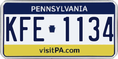 PA license plate KFE1134