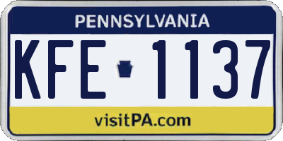 PA license plate KFE1137