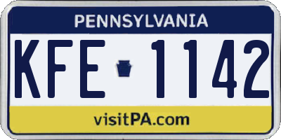 PA license plate KFE1142