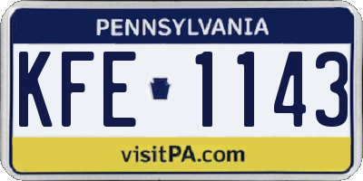 PA license plate KFE1143