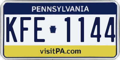PA license plate KFE1144