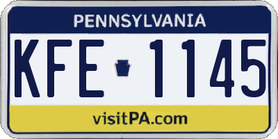 PA license plate KFE1145