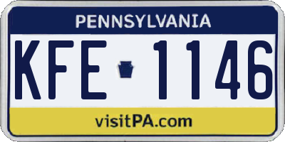 PA license plate KFE1146