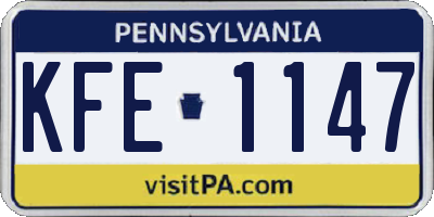 PA license plate KFE1147