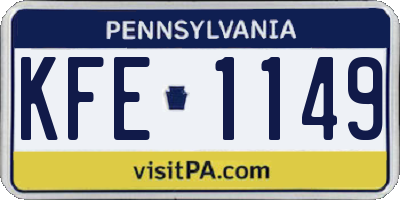 PA license plate KFE1149