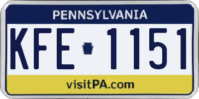 PA license plate KFE1151