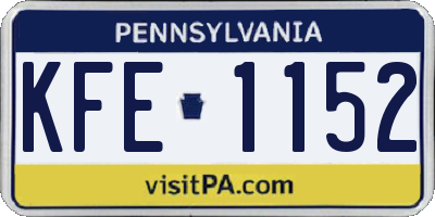 PA license plate KFE1152