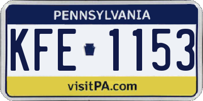 PA license plate KFE1153