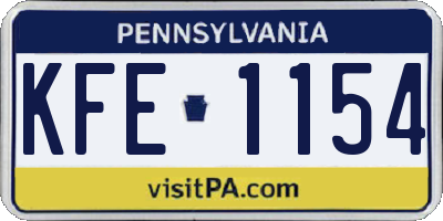 PA license plate KFE1154