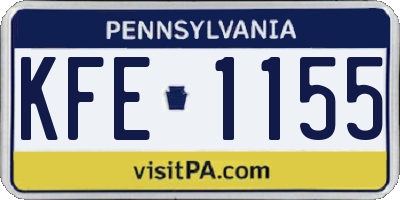 PA license plate KFE1155