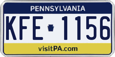 PA license plate KFE1156